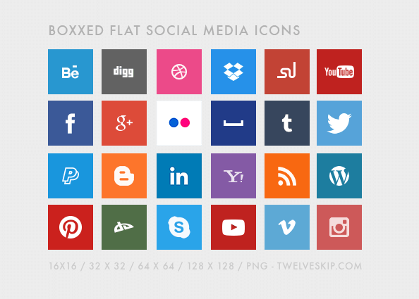 Boxxed 24 Free Flat Social Media Icons